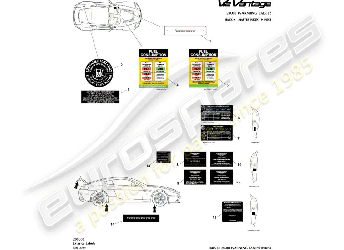 a part diagram from the aston martin v12 vantage parts catalogue