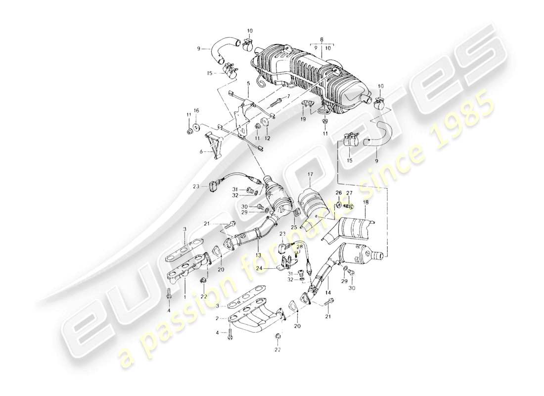 a part diagram from the porsche 2001 (986 boxster) parts catalogue