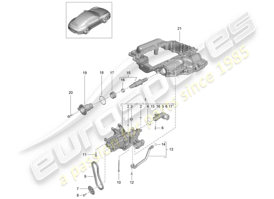 a part diagram from the porsche 2016 (991-1) parts catalogue