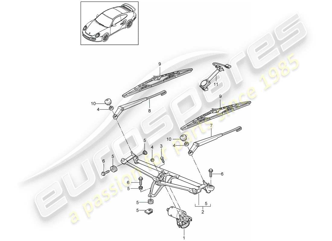a part diagram from the porsche 2012 (997-2 turbo / gt2 rs) parts catalogue