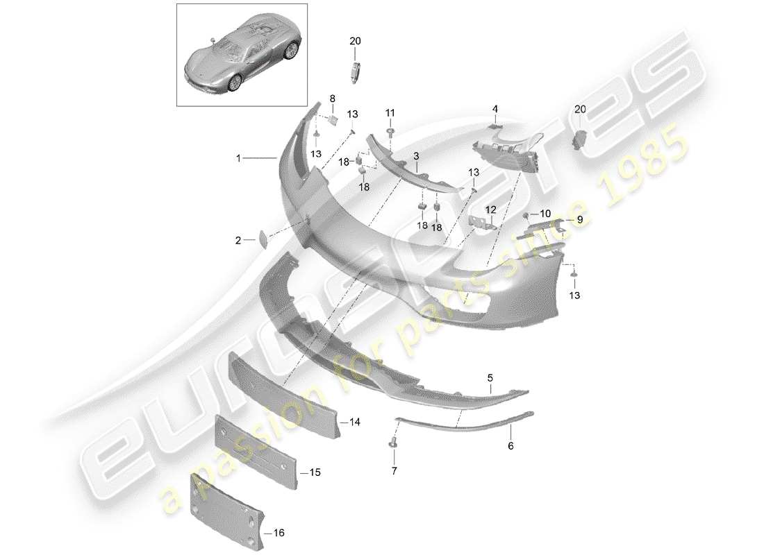 a part diagram from the porsche 2015 (918 spyder) parts catalogue