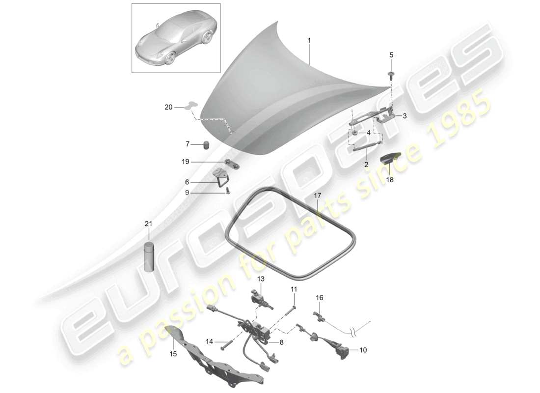a part diagram from the porsche 991 parts catalogue