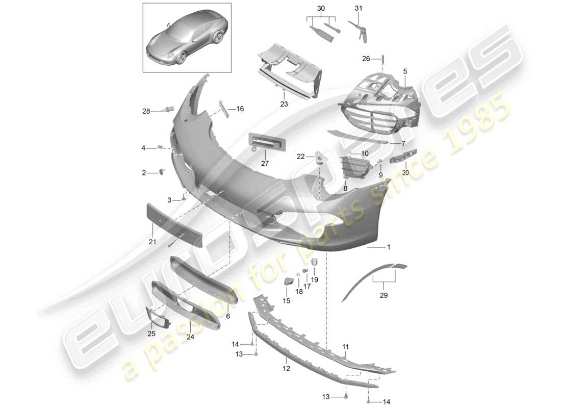 a part diagram from the porsche 991 parts catalogue
