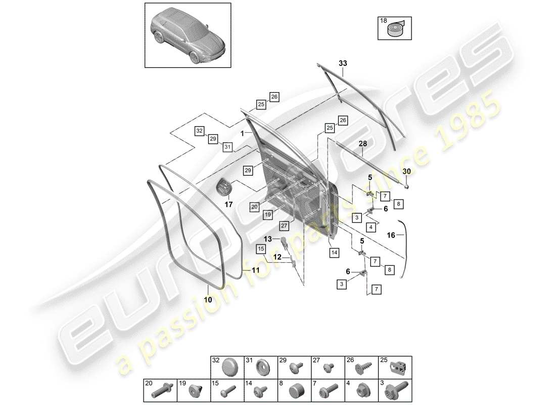 a part diagram from the porsche cayenne parts catalogue