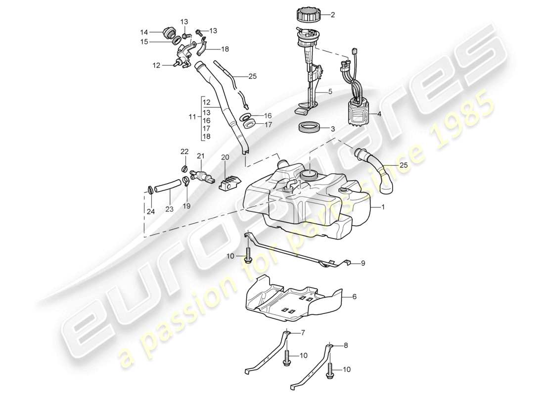 a part diagram from the porsche 2000 (986 boxster) parts catalogue