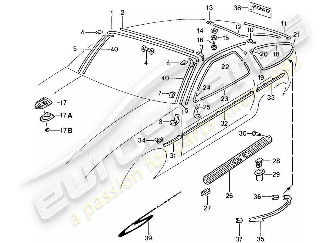 a part diagram from the porsche 1988 (928) parts catalogue