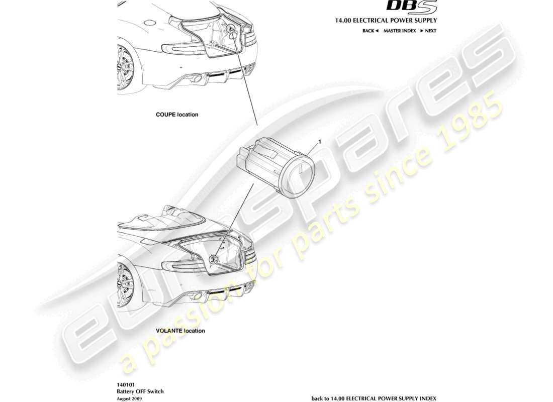 a part diagram from the aston martin dbs (2012) parts catalogue