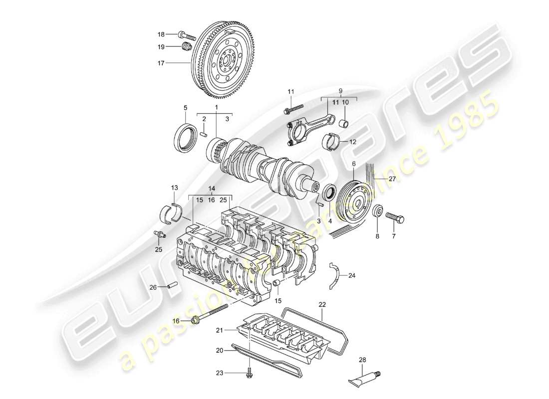 a part diagram from the porsche 1997 (986 boxster) parts catalogue