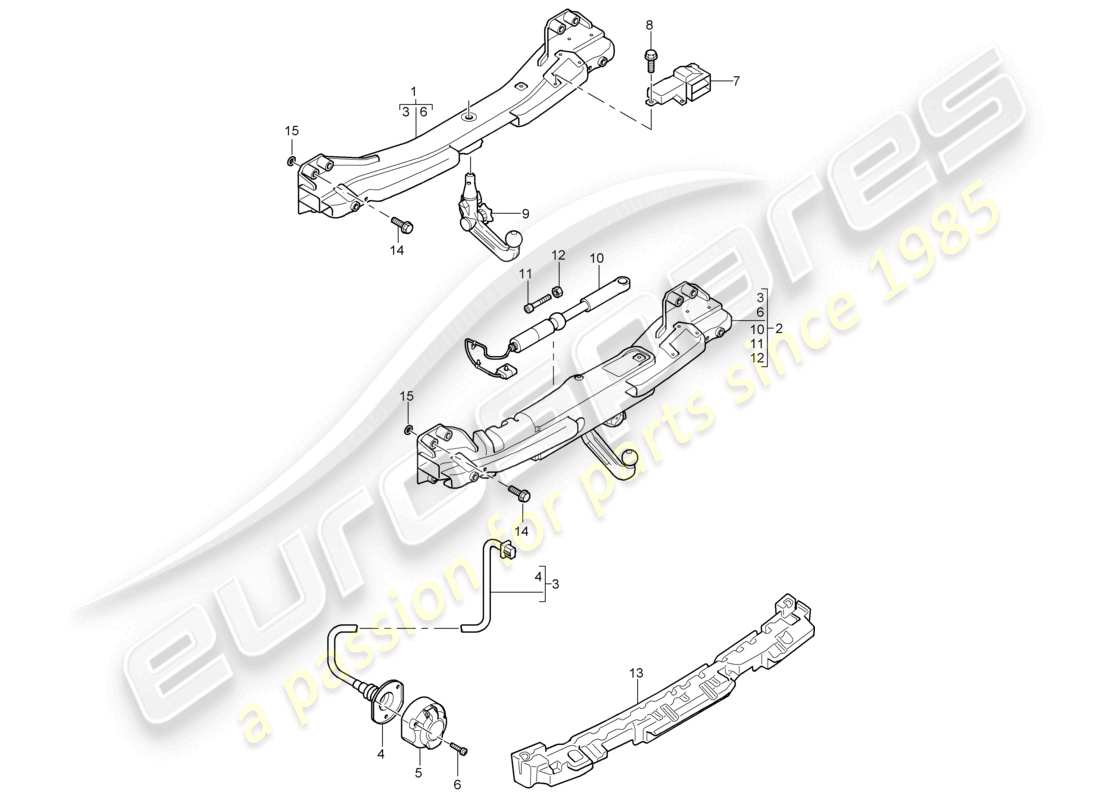 a part diagram from the porsche 2004 (cayenne e1 9pa) parts catalogue