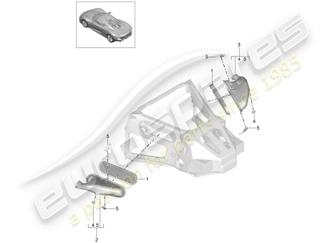 VIEW PARTS DIAGRAMS FROM THE PORSCHE 918 SPYDER PARTS CATALOGUE a part diagram from the porsche 918 spyder parts catalogue