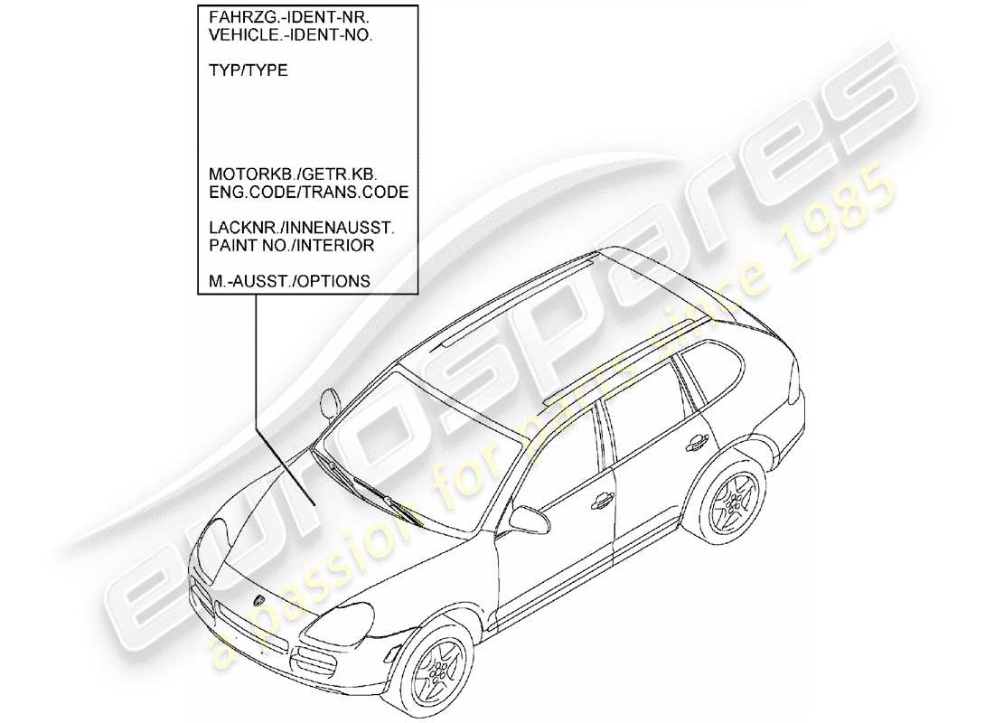 a part diagram from the porsche 2003 (cayenne e1 9pa) parts catalogue