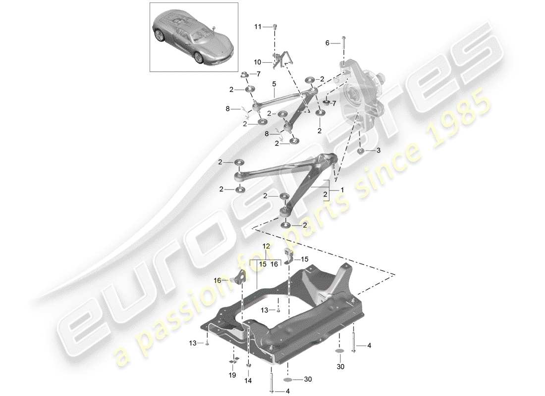 a part diagram from the porsche 918 spyder parts catalogue