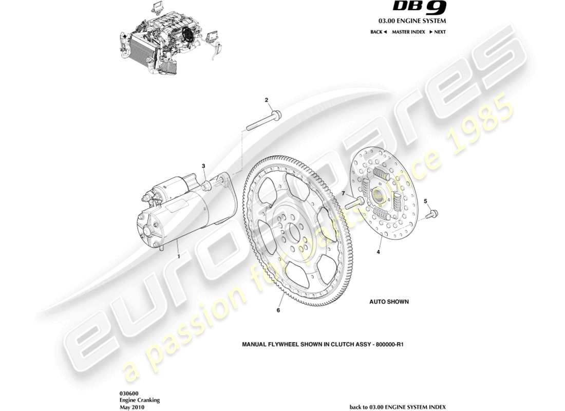a part diagram from the aston martin db9 parts catalogue