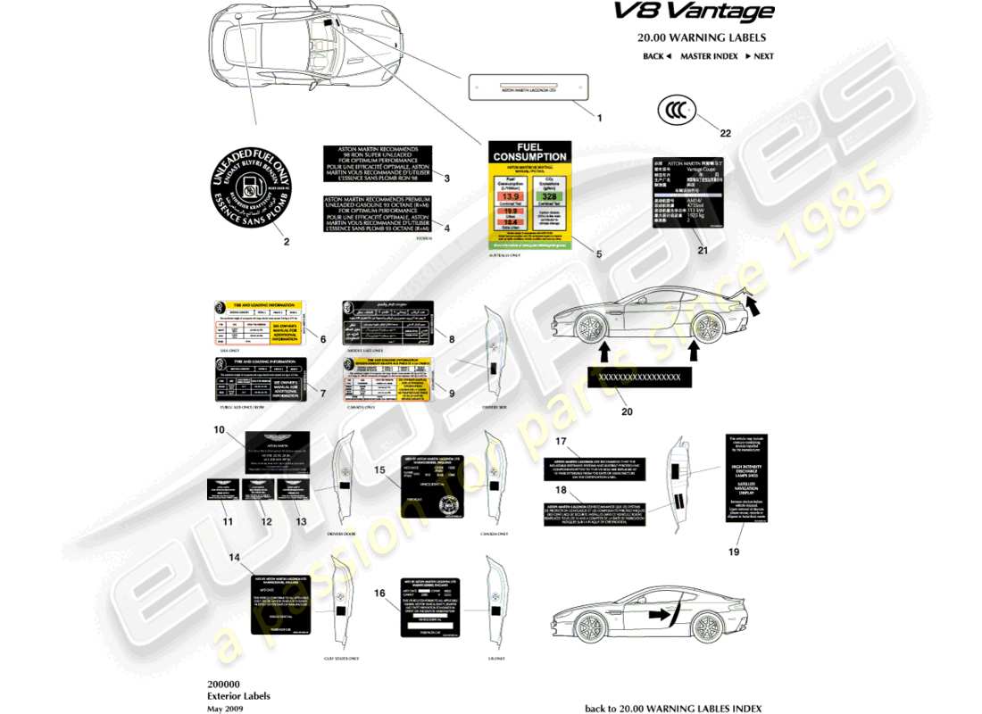 a part diagram from the aston martin v8 vantage (2015) parts catalogue