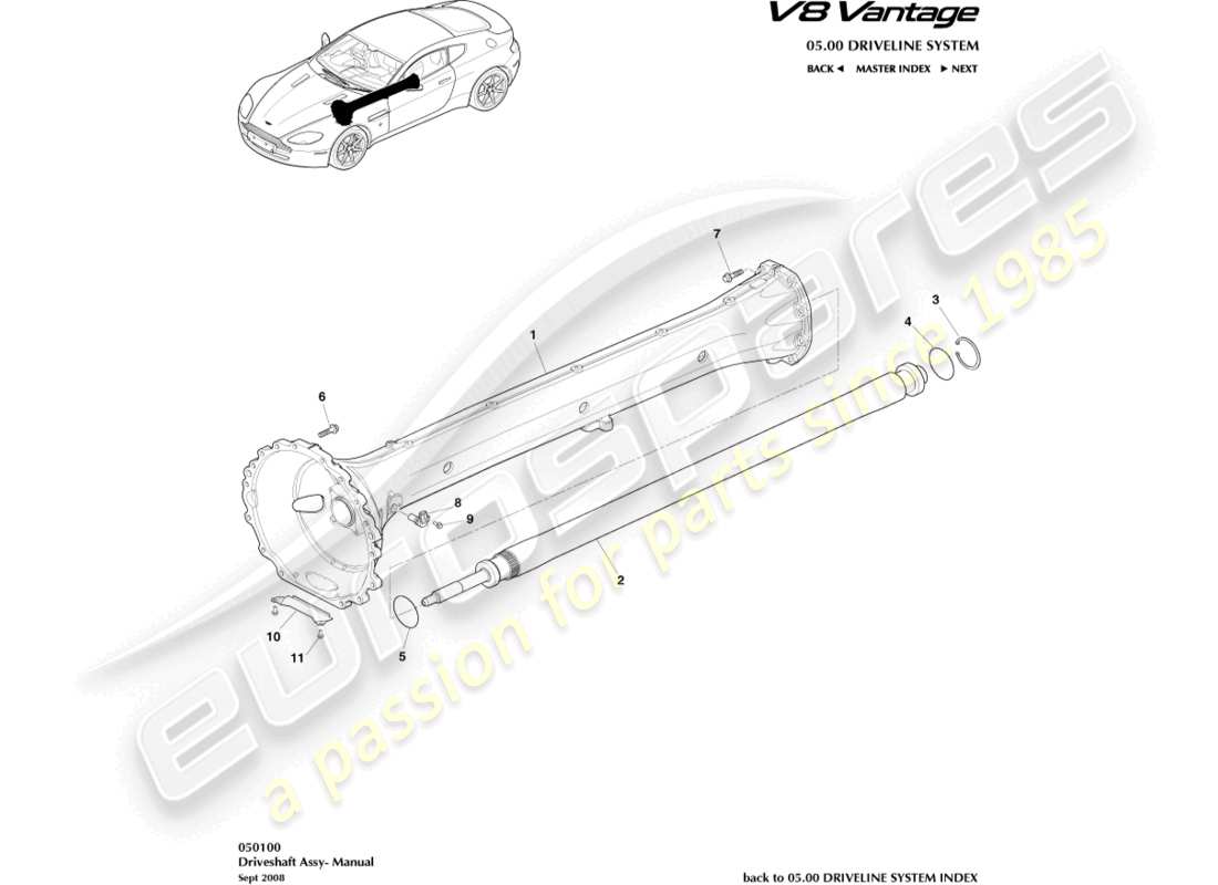 a part diagram from the aston martin v8 vantage (2014) parts catalogue