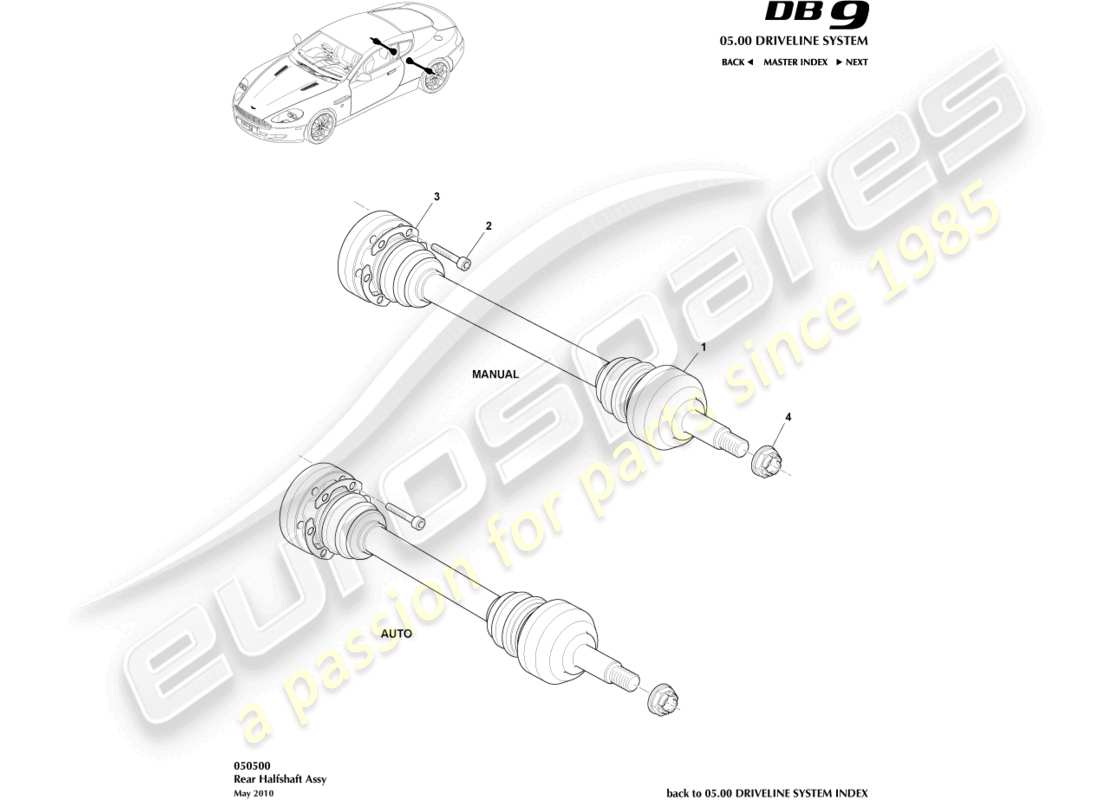 a part diagram from the aston martin db9 (2012) parts catalogue