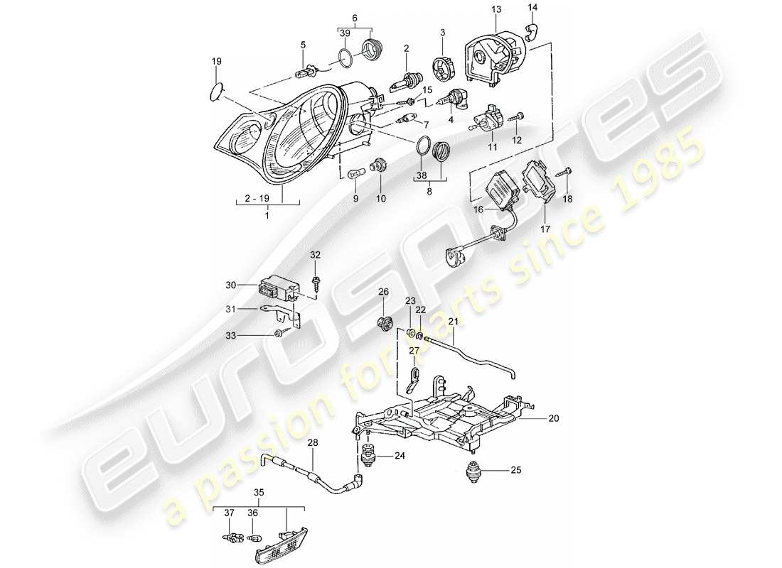 a part diagram from the porsche 2005 (996 turbo / gt2) parts catalogue