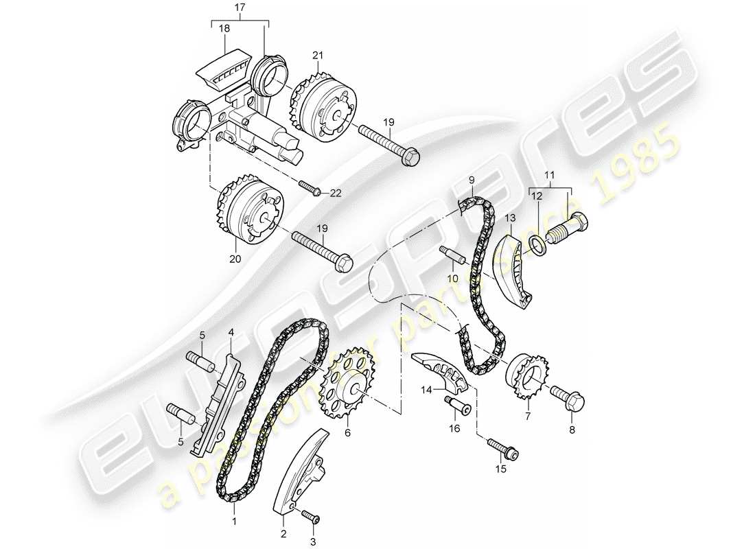 porsche 2004 (cayenne e1 9pa) timing chain slide rail camshaft adjuster unit d - mj 2004>> parts diagram