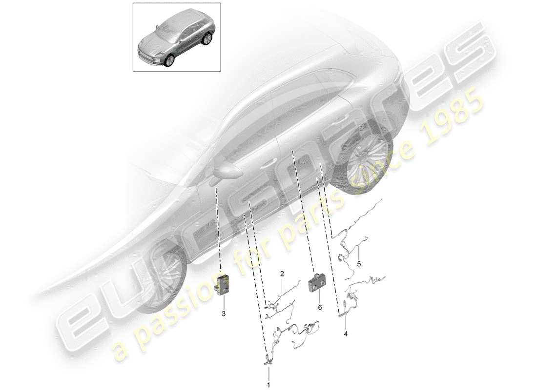porsche 2019 (macan) wire set control units doors for vehicles with high end loudspeaker system part diagram