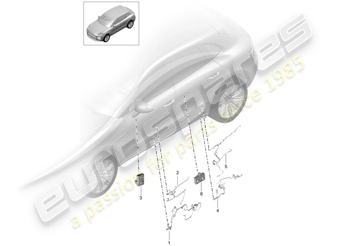 porsche 2019 (macan) wire set control units doors for vehicles with bose sound system part diagram