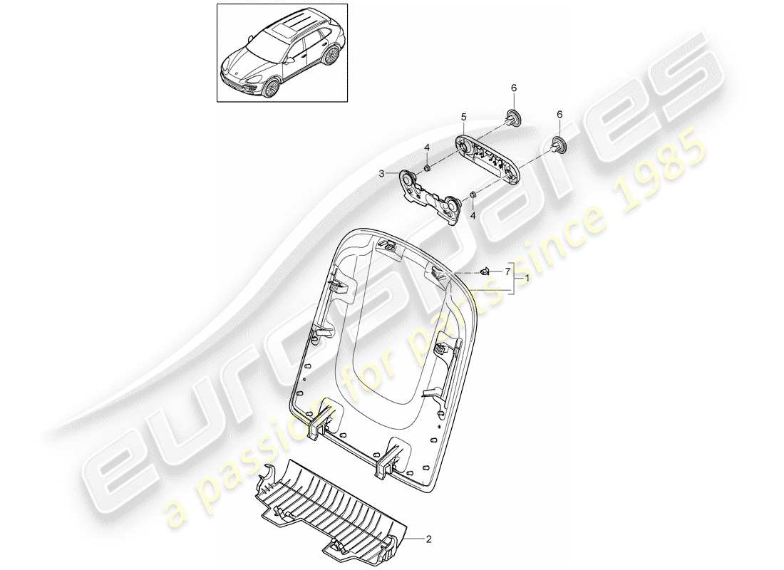 porsche 2012 (cayenne e2 92a) cover backrest shell part diagram