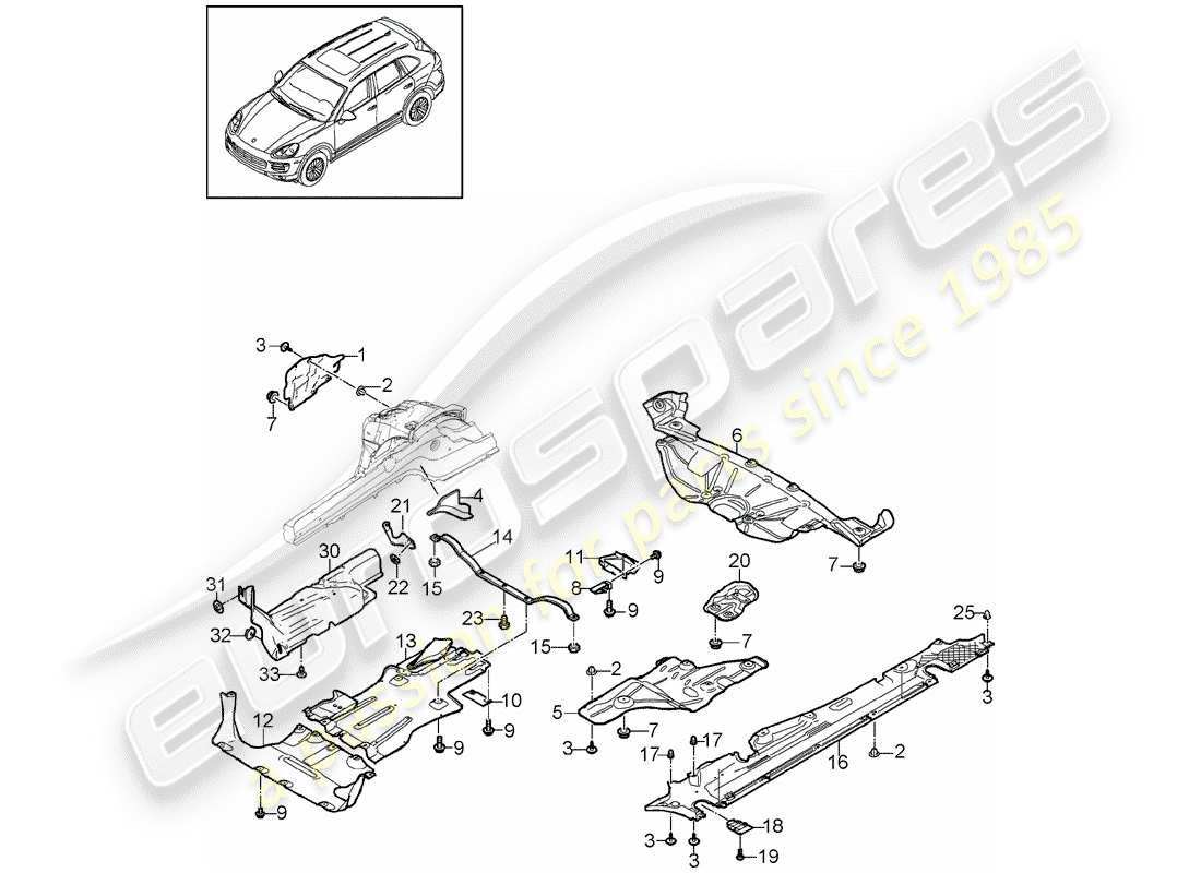 porsche 2013 (cayenne e2 92a) trim underbody heat insulation d - mj 2015>> part diagram
