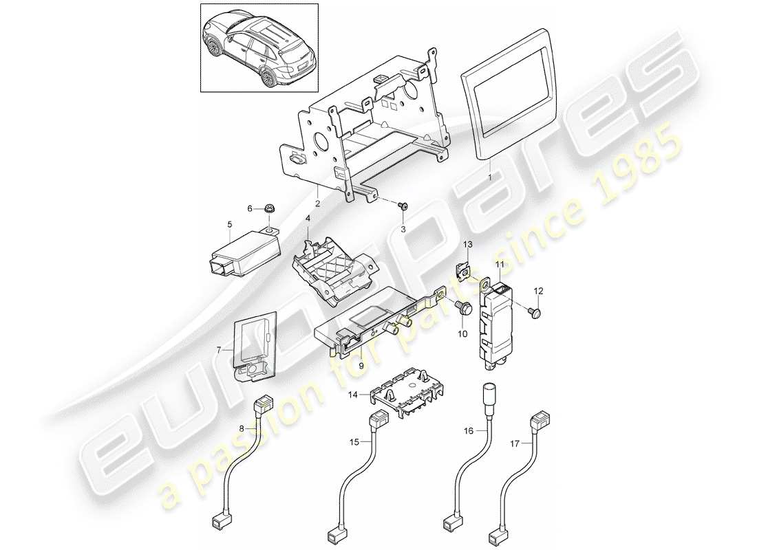 porsche 2013 (cayenne e2 92a) electric parts for navigation system preparation japan d >>- mj 2016 part diagram