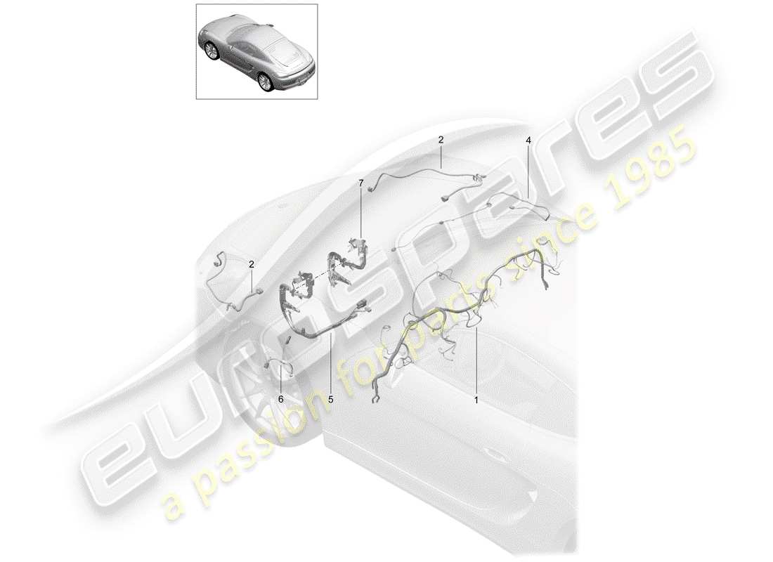 porsche 2015 (981 cayman) wiring looms front dashboard trim cover steering front axle part diagram
