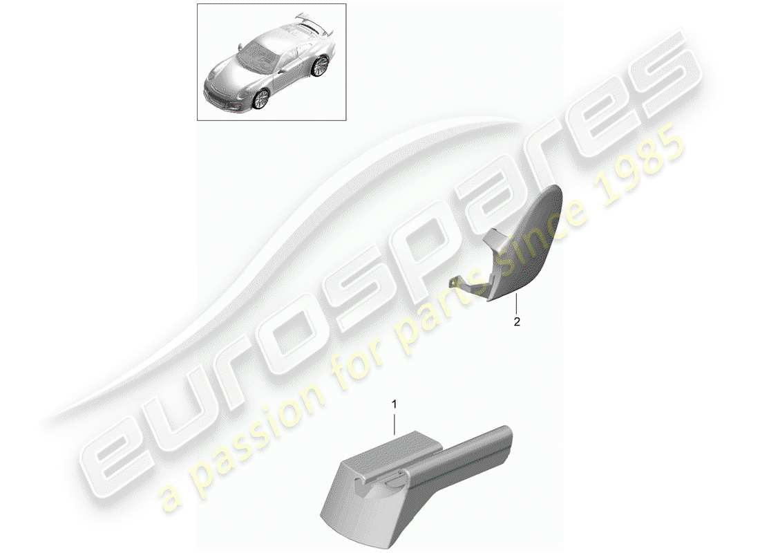 porsche 2014 (991-1 r/gt3/rs) sports seat plus (complete) no longer available trim cover for guide rail seat front part diagram