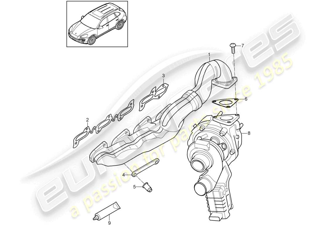 porsche 2012 (cayenne e2 92a) exhaust system exhaust manifolds part diagram