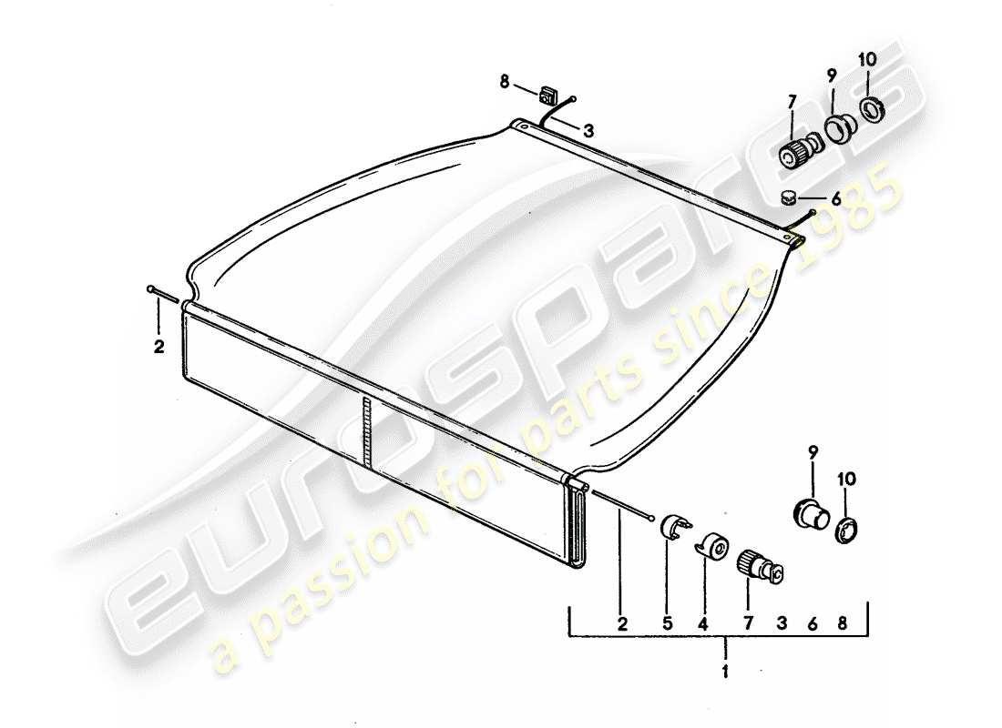 porsche 1992 (928) luggage compartment cover part diagram