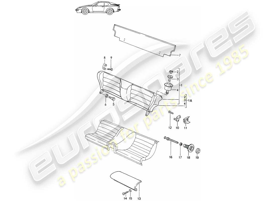 porsche seat 944/968/911/928 (1985) emergency seat - single parts - - d - mj 1989>> - mj 1990 parts diagram