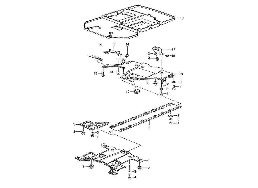 porsche 1994 (964) cover - underbody parts diagram
