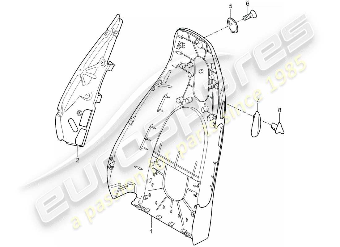 porsche 2006 (987 cayman) backrest shell standard seat comfort seat part diagram