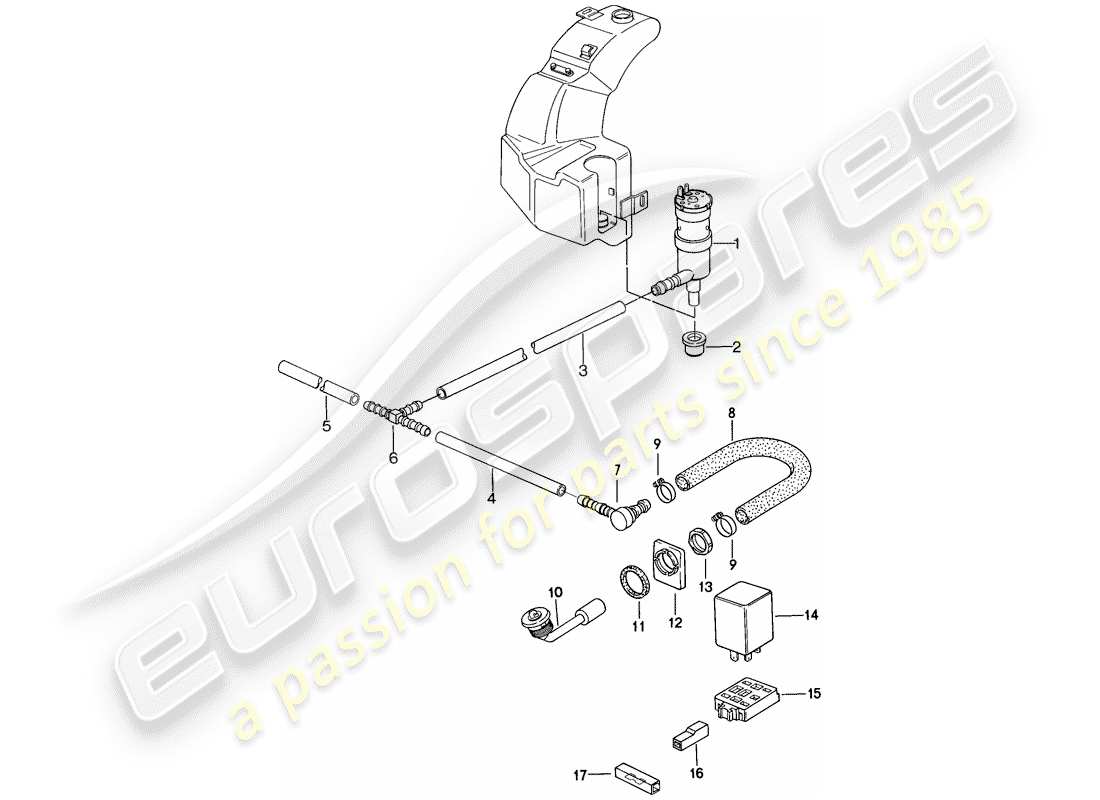 porsche 1983 (944) headlight washer system parts diagram
