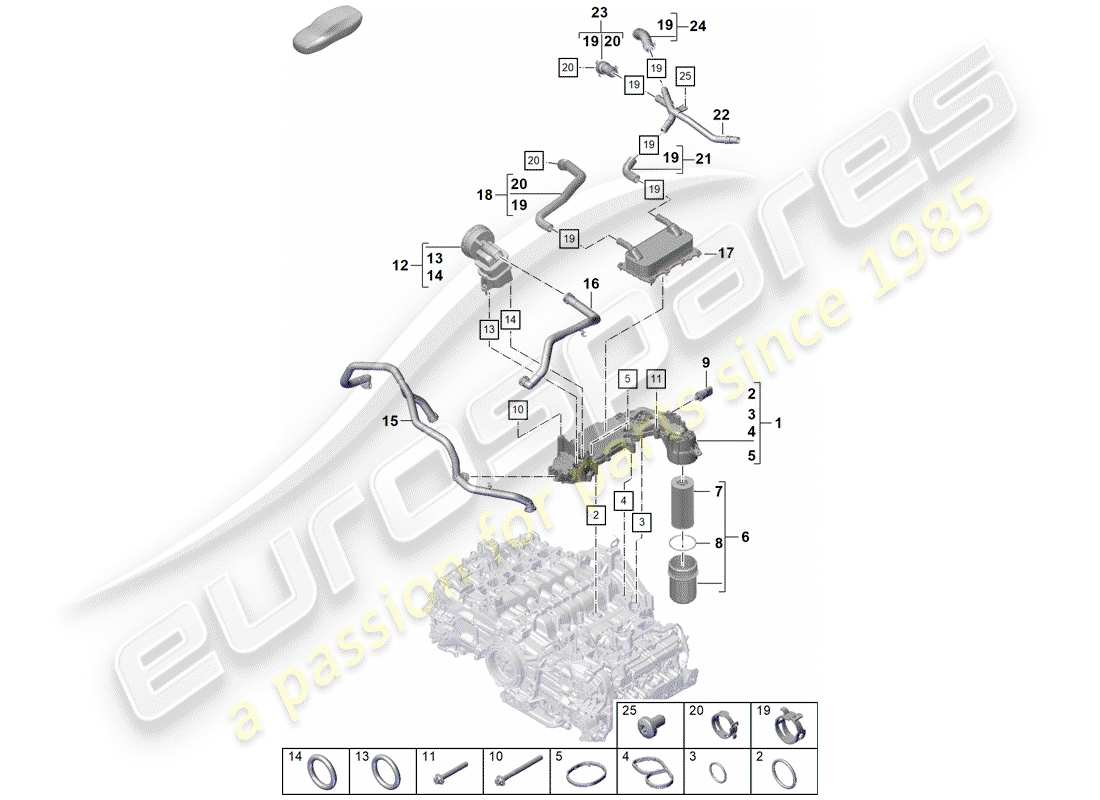 porsche 2020 (718 boxster spyder) engine (oil press./lubrica.) parts diagram