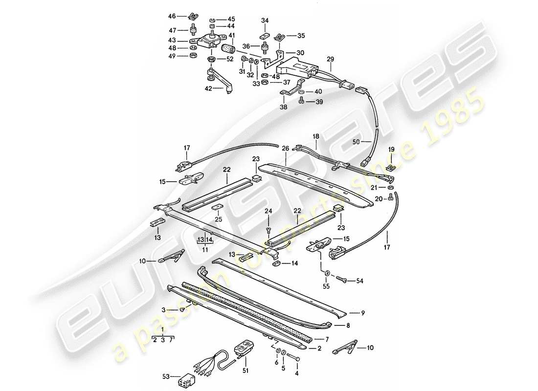 porsche 1986 (928) sunroof - fasteners part diagram
