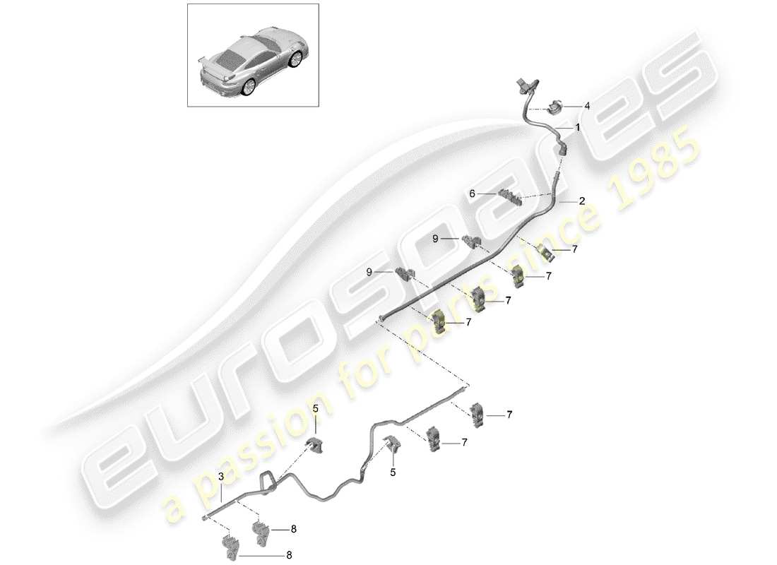 porsche 2014 (991-1 turbo) vacuum line part diagram