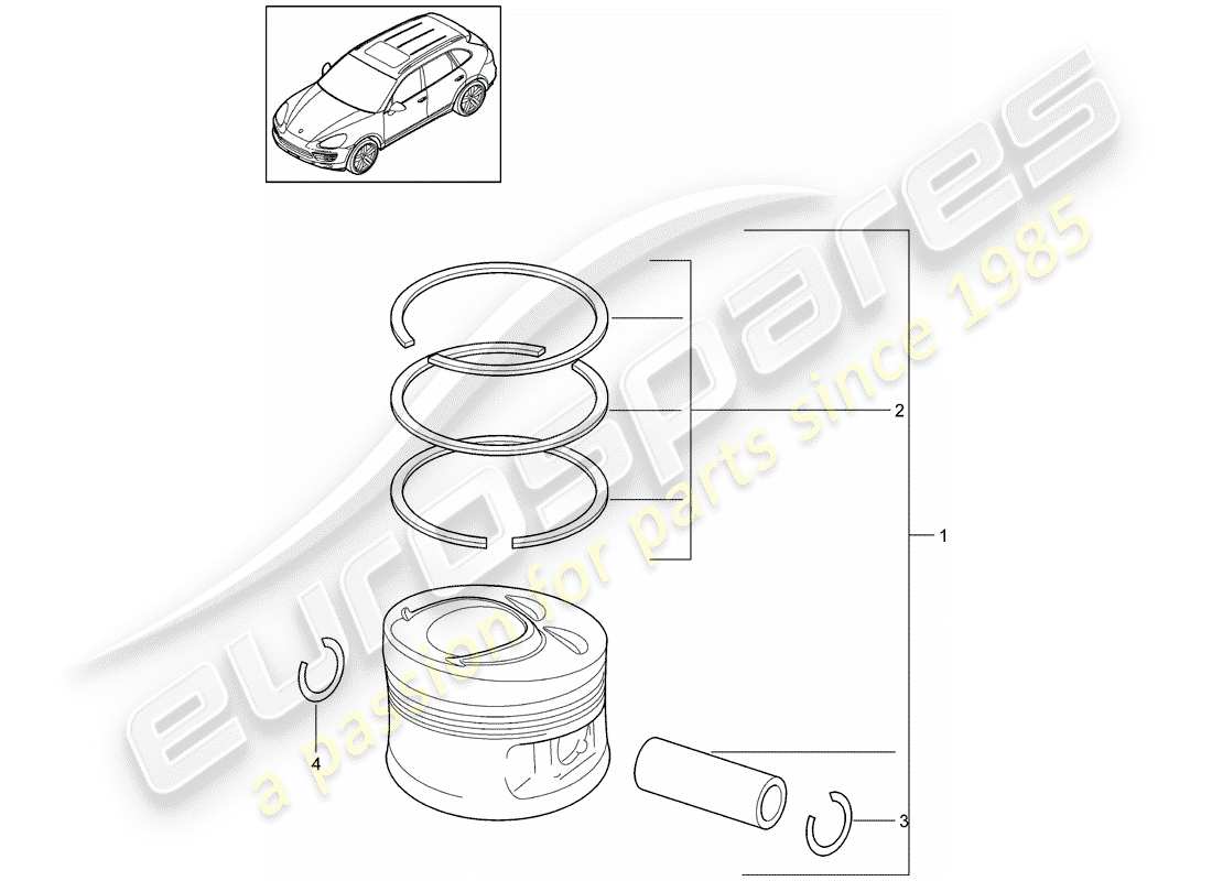 porsche 2018 (cayenne e2 92a) piston 1 set: piston rings part diagram