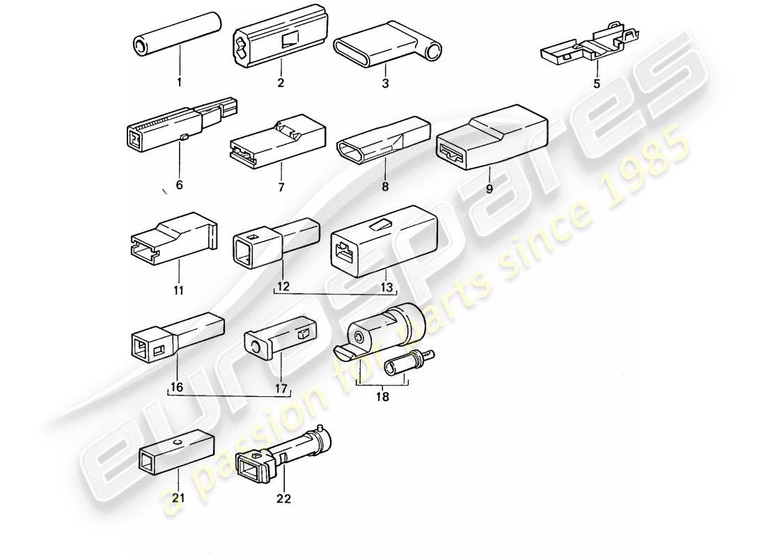 porsche 1989 (944) butt connector - connector housing - single pole parts diagram