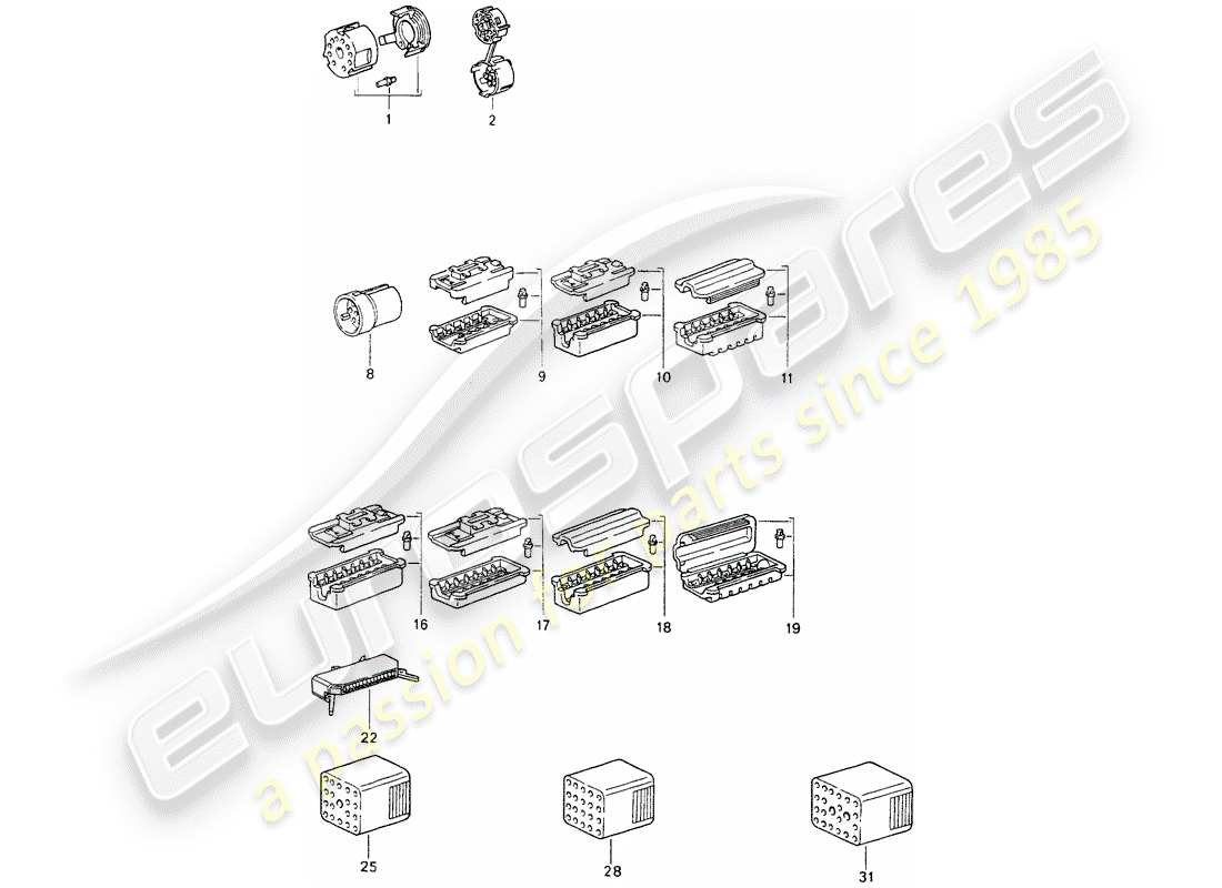 porsche 1993 (964) connector housing parts diagram