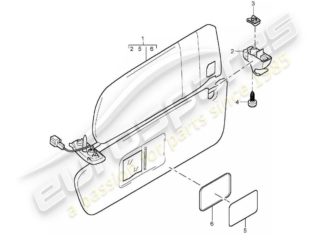 porsche 2006 (cayenne e1 9pa) sun vizors part diagram