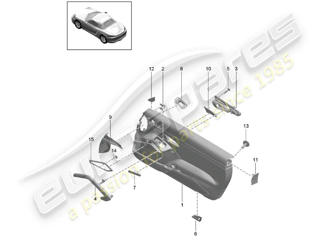 porsche 718 boxster (2020) door trim parts diagram