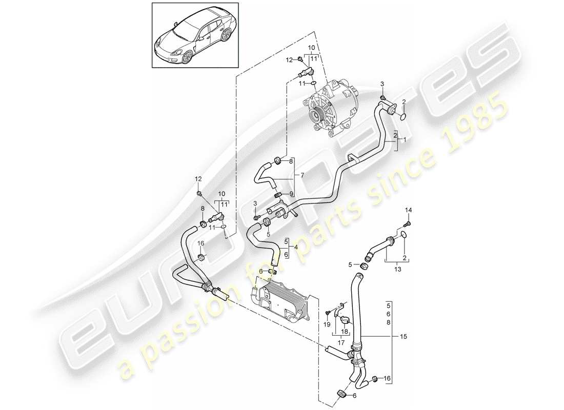 porsche 2010 (panamera 970) coolant cooling system part diagram