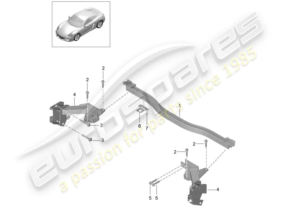 porsche 2014 (981 cayman) cross member part diagram