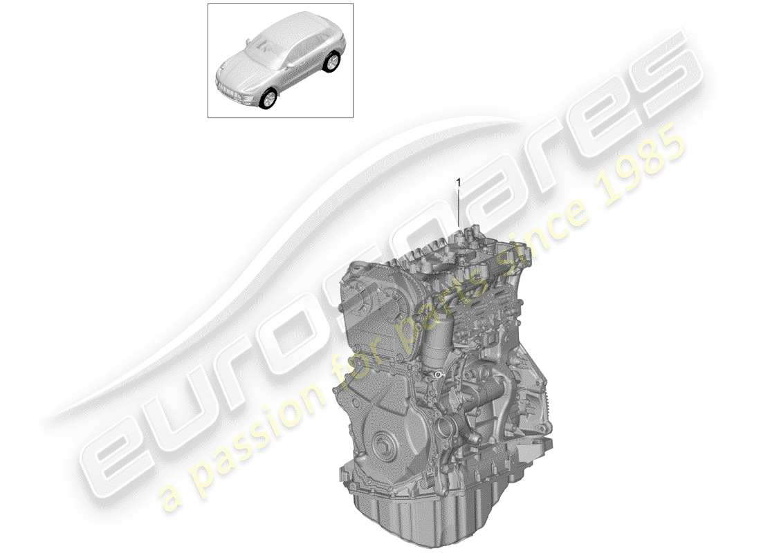 porsche 2017 (macan) base engine comprising: valve cover cylinder head crankcase housing crankshaft oil sump part diagram
