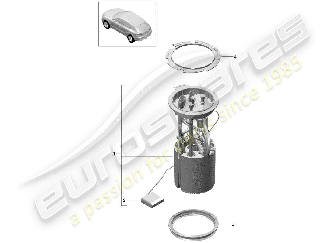 porsche 2017 (macan) fuel pump (complete) part diagram
