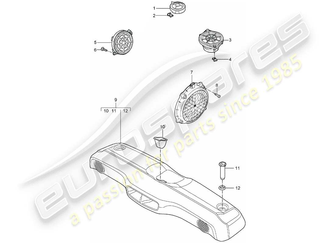 porsche 2006 (987 boxster) loudspeaker parts diagram