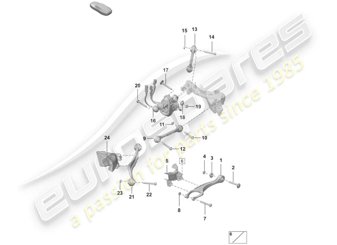 porsche 2020 (992-1) rear axle wishbone rear axle steering parts diagram
