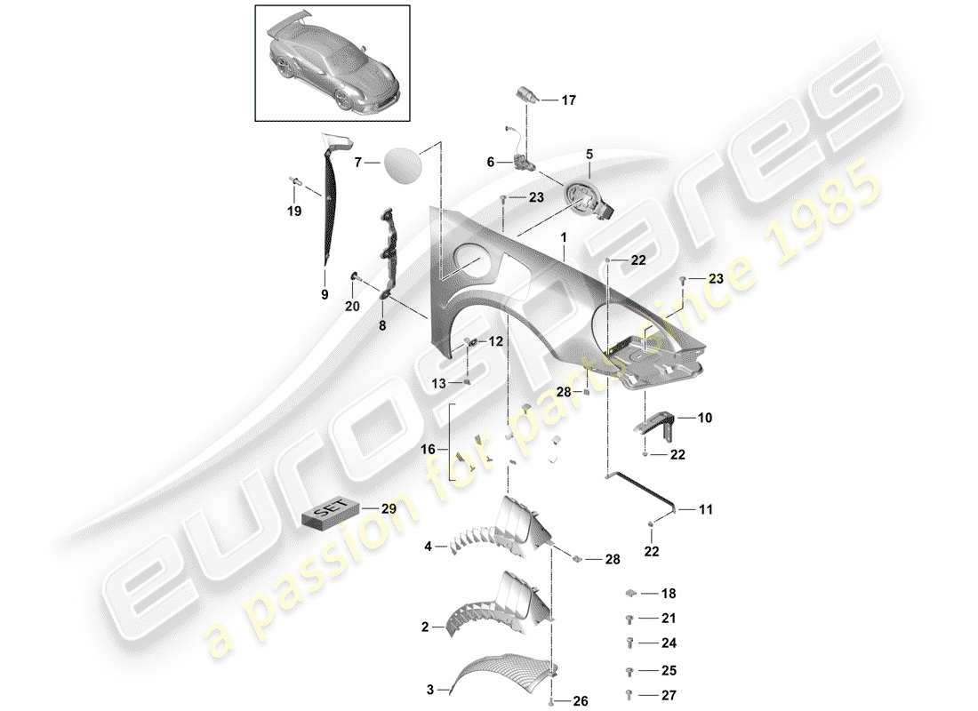 porsche 2014 (991-1 r/gt3/rs) wing 2nd generation d - mj 2018>> part diagram